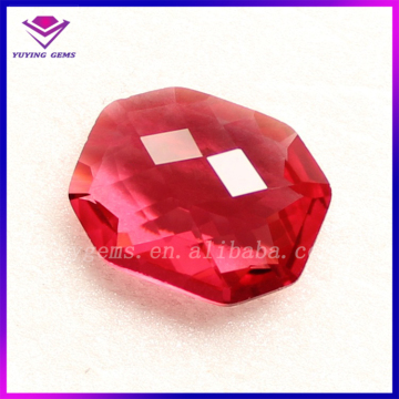 Facet Machine Cut Octagon Ruby Glass Gemstone