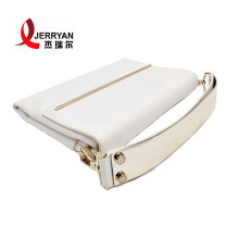 White Leather Clutch Crossbody Bags with Strap