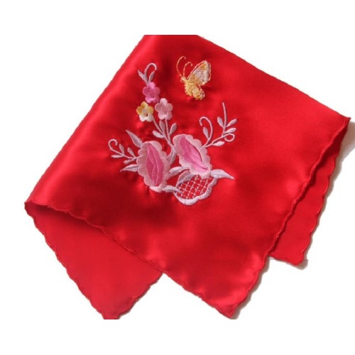 Hankerchief เย็บปักถักร้อยของขวัญแต่งงาน Pocket Square Flower