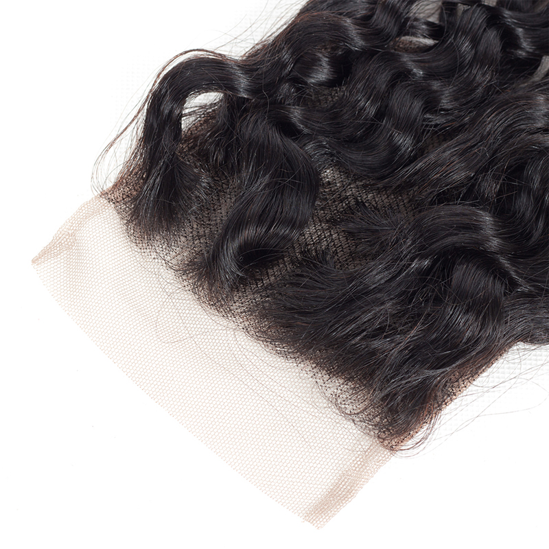 Raw virgin wholesale unprocessed cuticle aligned human brazilian hair water wave HD lace closure 4*4 and bundles