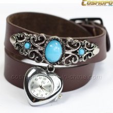 Fashion Leather Wrap Strap Watch (SA2126-1)