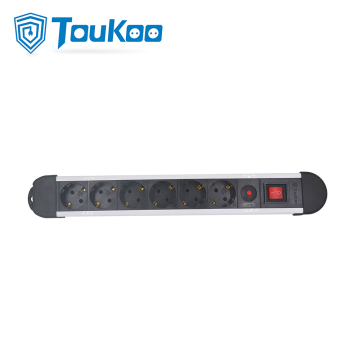 6 outlet German electric socket with overload protection