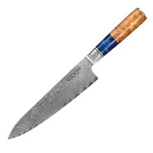 2021 Damascus 8" Chef Knife Set with VG10 Steel and Blue Resin Handles