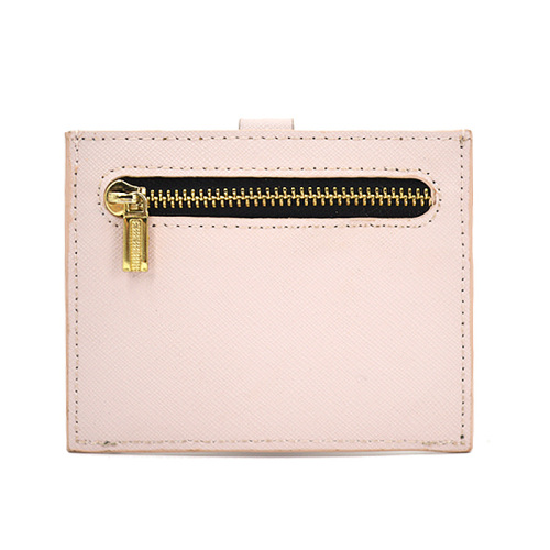 Pu Saffiano Leather Credit Card Holder with Zipper