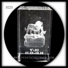 Constellation, 3d laser engraved Leo inside crystal rectangle