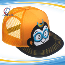 Flat Bill Cartoon Monkey Embroidery Mesh Trucker Hat