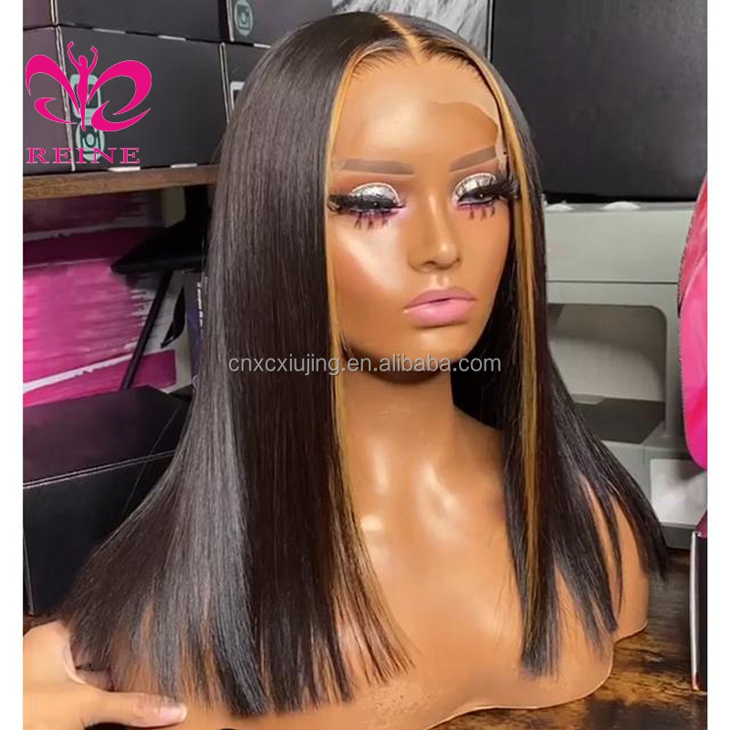 100% Virgin Brazilian Human Hair 4*4 closure  Wig 10A Grade Bone Straight Ombre Piano Color Human Hair Hd Closure Wigs