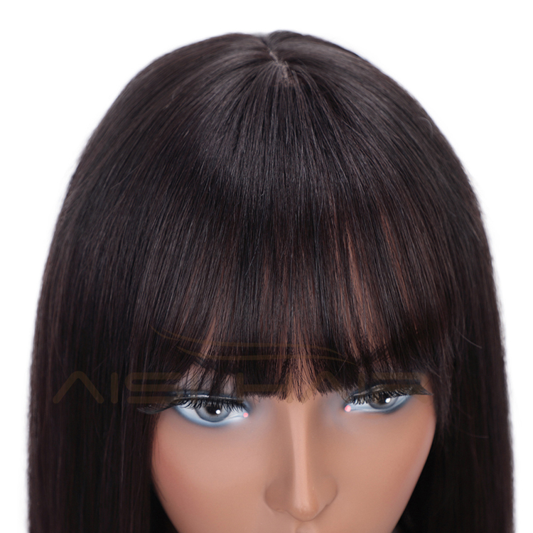Aisi Hair 100% Brazilian Human Hair Wig 14 Inch Short Bob Silky Straight Black Human Hair Silk Base Wigs For White Black Women