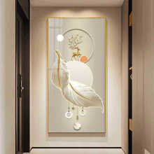 Metal Feather Wall Hanging with Mirror and Crystal Accents