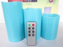 blue wax led candles set led candles with remote control led flicker candle
