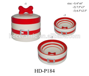 Ceramic red color pet treat jars