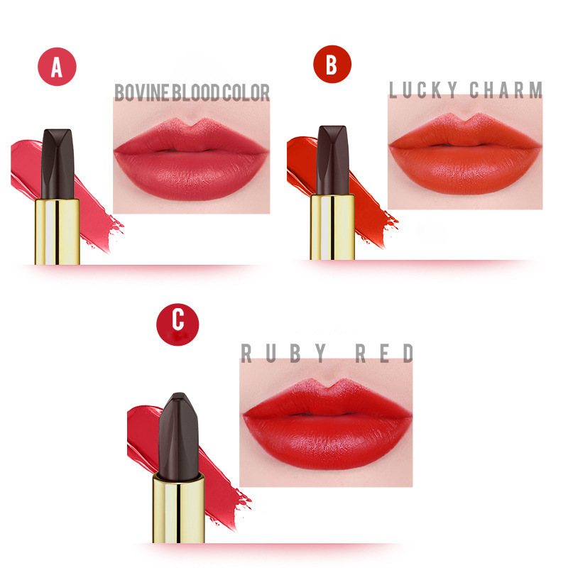 Carved exquisite lipstick tube three color lipstick