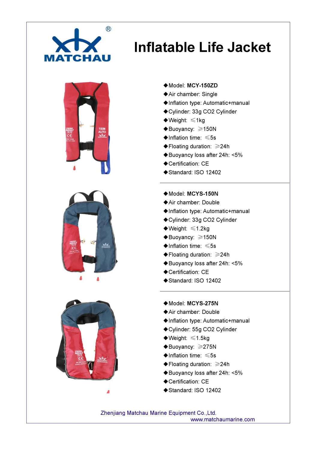 Solas Approved 275n Twin Chamber Inflatable Life Vest