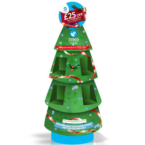 Cardboard Advertising Christmas Tree Ornament Display Stand