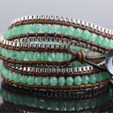 AAA grade natural green agate bead wrap bracelet women bracelet for gift