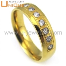 Custom stainless steel crystal ring, gold ring designs for girls