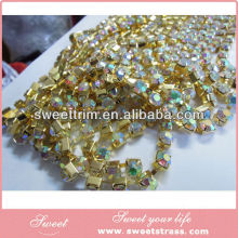 sew on Pointback Glass chatons crystal rhinestone sew on strip mesh