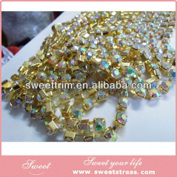 sew on Pointback Glass chatons crystal rhinestone sew on strip mesh