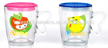 Hot deals cartoon pattern glass mug with lids