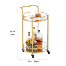 Industrial Style Vintage Metal Wine Rack Bar Cart Stainless Steel Golden Bar Cart