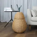 Cesto portaoggetti a forma di mela in rattan intrecciato a mano con coperchio