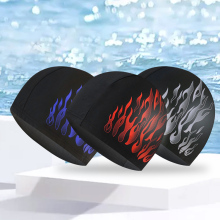 Flame Patterned Ear Protection Swim Cap: Stylish and Functional Design for Adult Men's Fashion