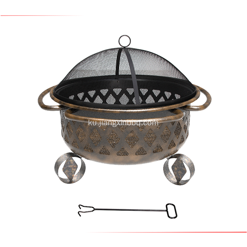 Baxçe Xazîno Black Steel Wood Burning Fire Pit