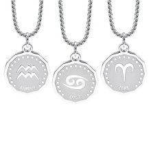 12 Horoscope Pendant Coin Astrology Zodiac Necklaces: Stylish Trend for Women and Men in Stainless Steel