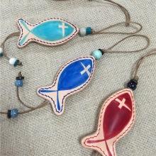 hand-made cowhide leather tanning bag pendant