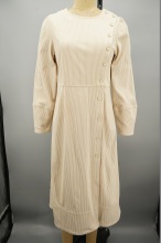 Diagonal buckle design Corduroy 6W shirt dress