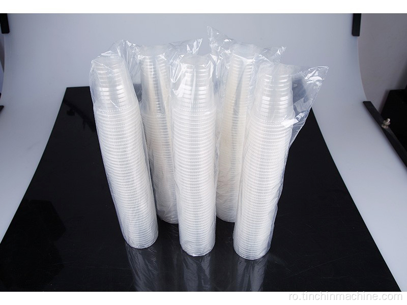 Mașină de ambalare a cupei cu logo de plastic cu logo de unică folosință