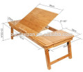 100% Bamboo Foldable Laptop Table Carvened fleur Bureau d&#39;ordinateur portable solide Table de lit pliante