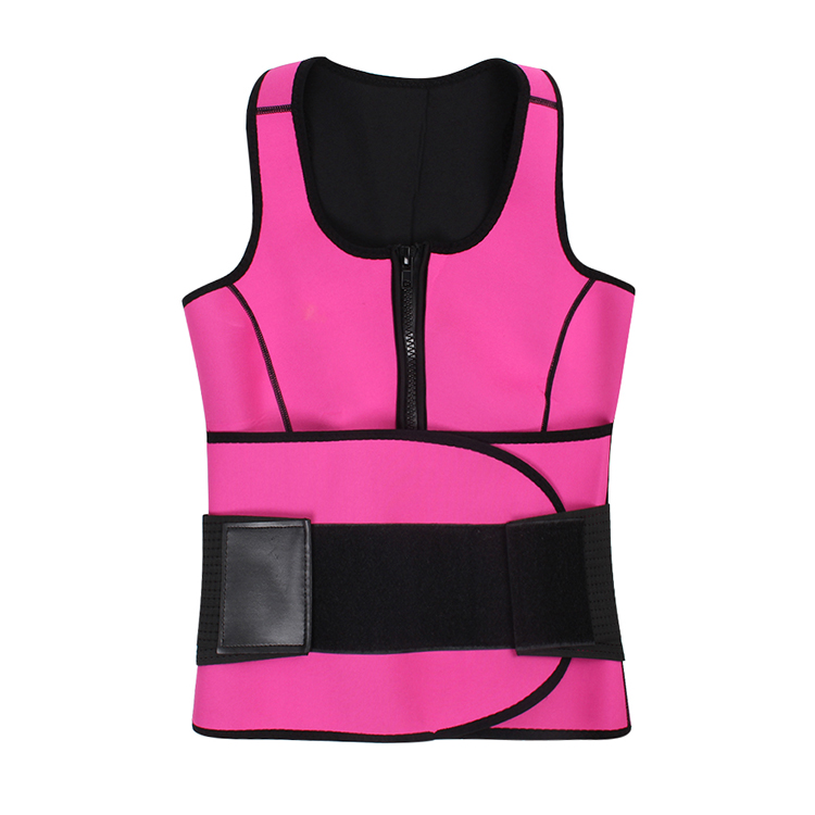 Custom Logo Pink Shaping Curve Zipper Plus Size Neoprene Vest With Belt