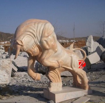 outdoor stone life size bull statue