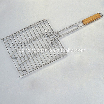 Wooden handle Disposal BBQ Grill netting with chrome plated