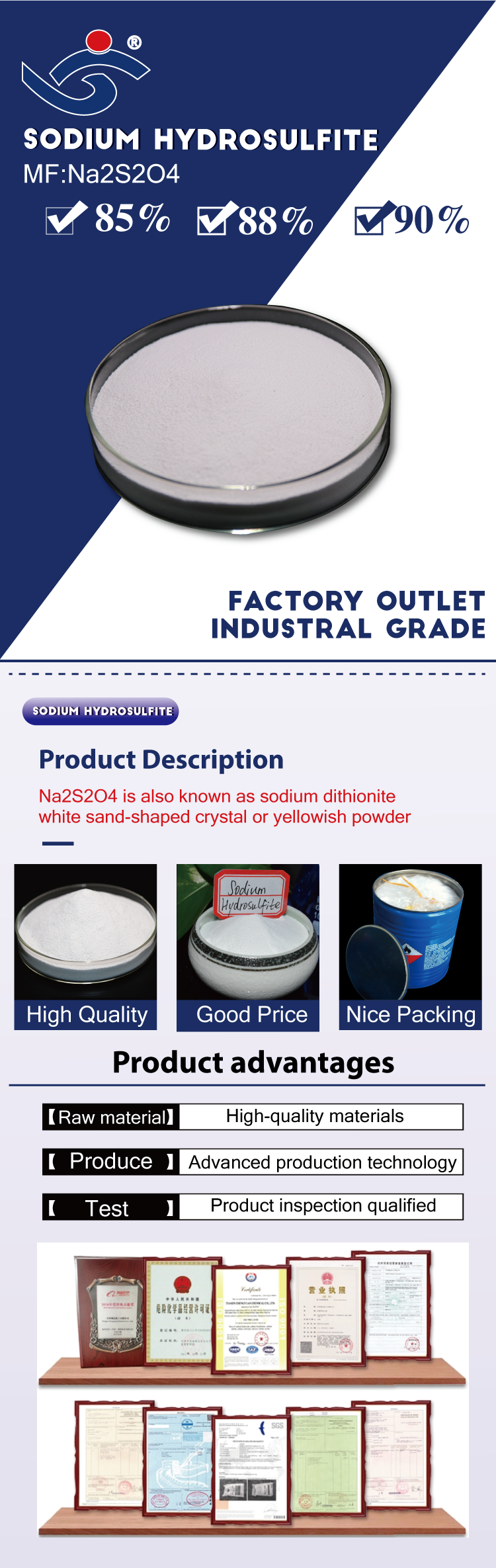 sodium hydrosulfite manufacturer China