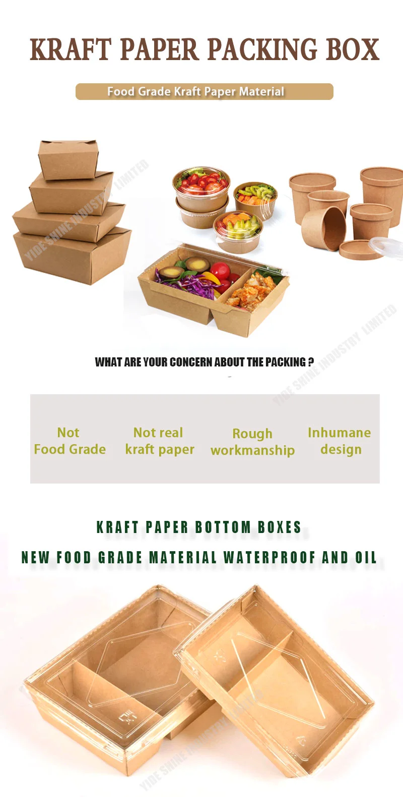 Biodegradable Kraft Food Paper Packaging Lunch Box