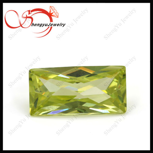 Rectangle apple green loose cubic zirconia stone for jewelry