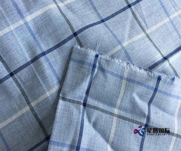 Light Blue Check Man Shirt Fabric