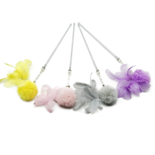 Brinquedos de gato Wand com pena e pompom