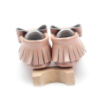 Mocassins en cuir pour bébé mignon en dentelle à semelle souple Bowknot