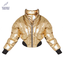 YuFan ODM Gold Shiny Fabric Ladies Parka Down Coats