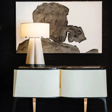 Factory Direct Classical Art Deco Leather Shade Table Lamp