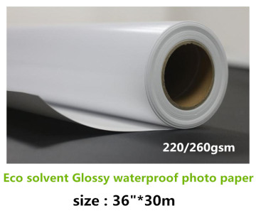 36in China Factory Price high glossy eco solvent photo paper 220/260gsm