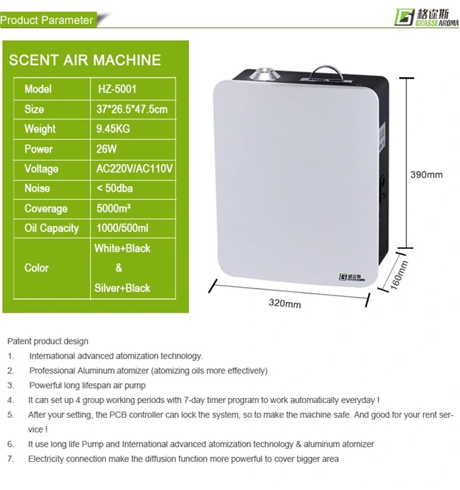 Ce Passed HVAC Scent Diffuser System and LCD Timer Operated Aroma Diffuser