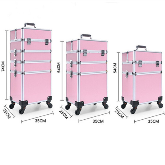 China Aluminum Cases Trolley Makeup Box Rolling Beauty Case Professional Luggage Suitcase Universal Wheels 4 in 1 Style