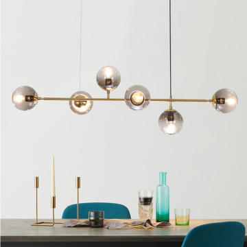 Gold And Amber Glass Linear Modern Pendant Lamp