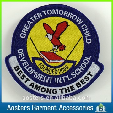 Customized handmade logo sew on woven badge for jacket