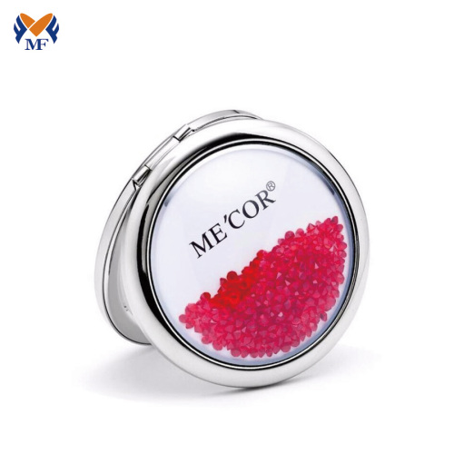 Metal round compact makeup pocket mirror