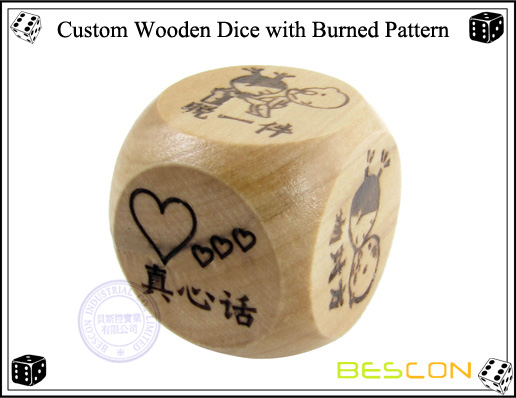 Custom Wooden Dice with Burned Pattern